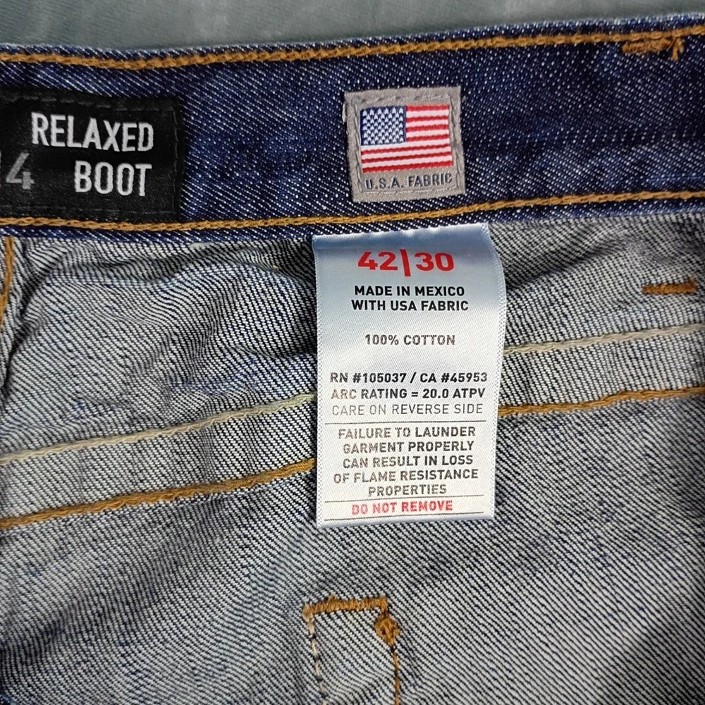 Ariat Work M4 Relaxed Boot Cut FR Flame Resistant Jeans Mens 42x30 Blue Denim